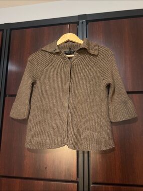 BCBGMaxAzria Brown Chunky Knit Button-Front Sweater